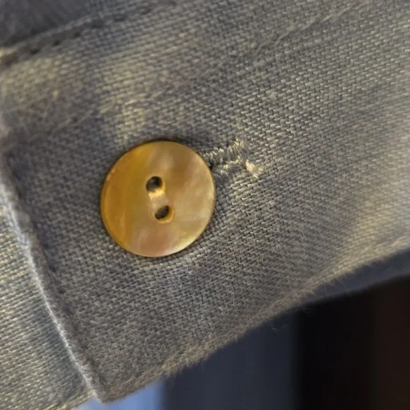 Grace Elements-Linen blue pleated top with 3/4 sleeves Size 8 NWT. - Picture 6 of 8